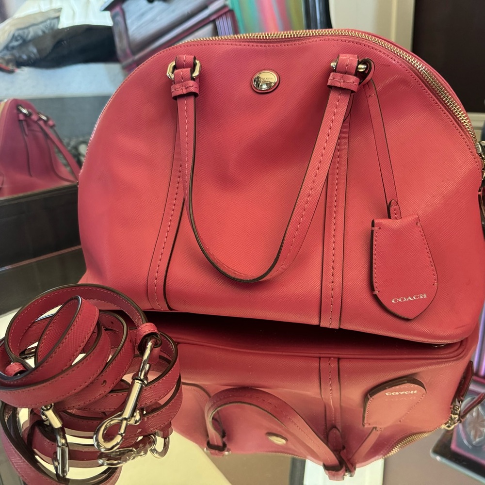 Coach Pink Satchel with Gold Hardware and Chain Strap